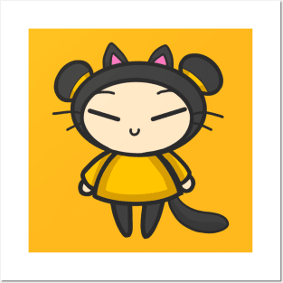 Yellow Black Cat Pucca Posters and Art